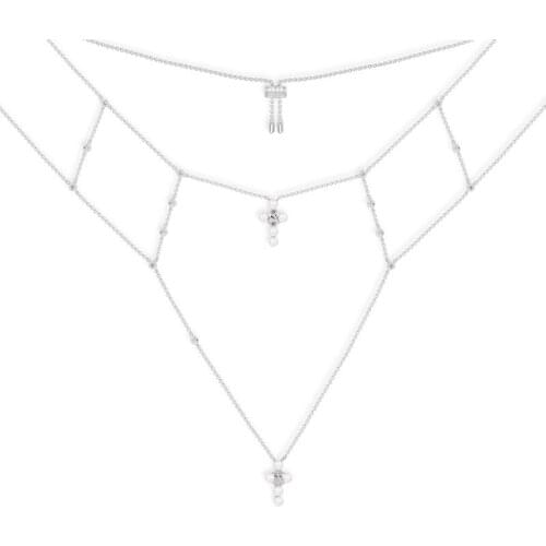 Luxury Pure 925 Sterling Silver Double Cross Adjustable Necklace with Pearl AAA Zirconia Women High Quality Brand Jewelry