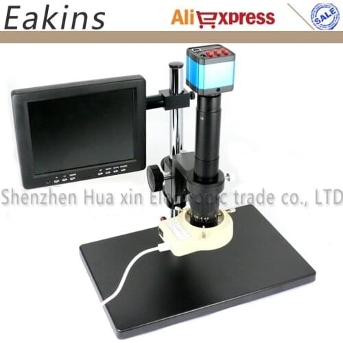 Full Set 21MP 1080P HD HDMI USB Digital Microscope Camera Set System + 300X C-MOUNT Lens+56 LED Light+8" LCD Display