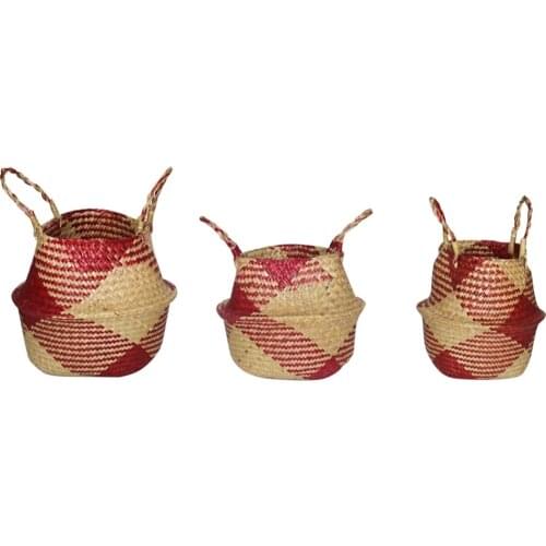 S/M/L Natural Seagrass Storage Baskets Hanging Flower Pot Garden Flower Pot Rattan Planter Seagrass Laundry Basket 1 Pcs