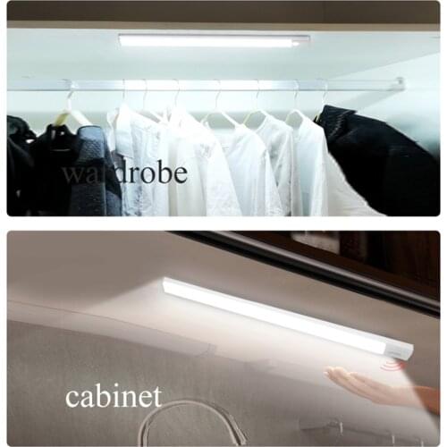 20 LED Bead Sensing Cabinet Light Wireless USB Charging Battery In Night Light Magnetic Strip Closet Lamp Bar Induction Lights