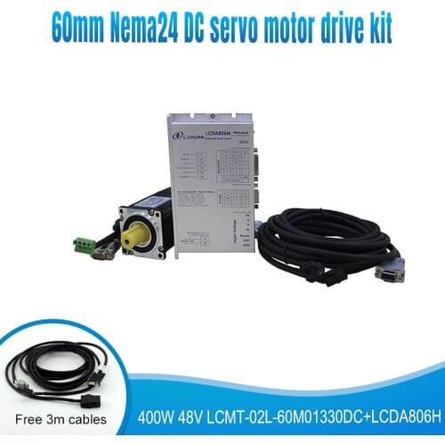 Nema24 60mm DC48V 400W 7.5A 1.27N.M 3000rpm 2500 line dc servo motor 60ST-01330DC with dc servo driver LCDA806H CNC kit
