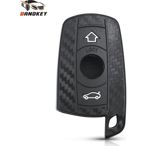 Dandkey Carbon Fiber Silicone Key Case Keychain For BMW E90 E60 E70 E87 3 5 6 Series M3 M5 X1 X5 X6 Z4 Fob Car Key Remote Cover