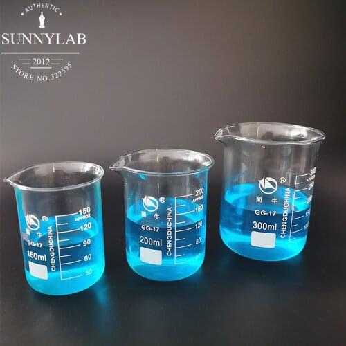 3pcs/set 150/200/300ml Glass Beaker Student Chemistry Laboratory Glass Transparent Beaker Flask Thickened With Spout