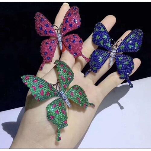 56x60mm Cubic Zirconia Crystal Butterfly Brooch Pin Women Jewelry Pin Birthday Gift