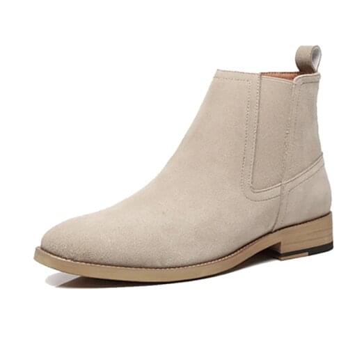 Chelsea Winter Black Mens Boots Shoes Work Boots Fashion Designer Shoes Men Add Velvet Cow Suede