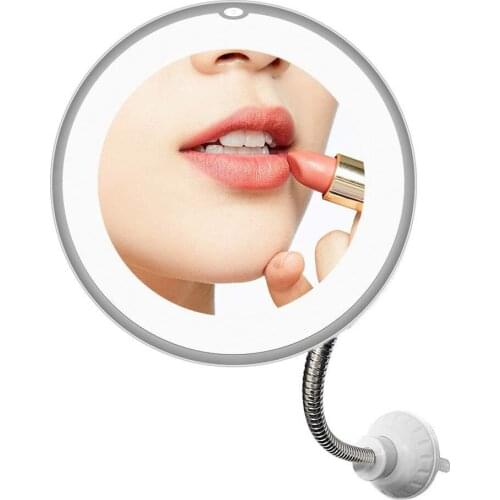 10X 360 Swivel Magnifying Makeup Mirror Bright LED Lighted Adjustable Flexible Bendable Gooseneck Mounted Bathroom Wall Mirror