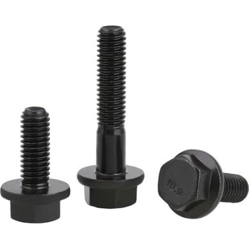2pcs M16 black carbon steel 10.9 level toothed hex flange head screws Hexagon machine screw lamp fitting bolts 40-60mm length