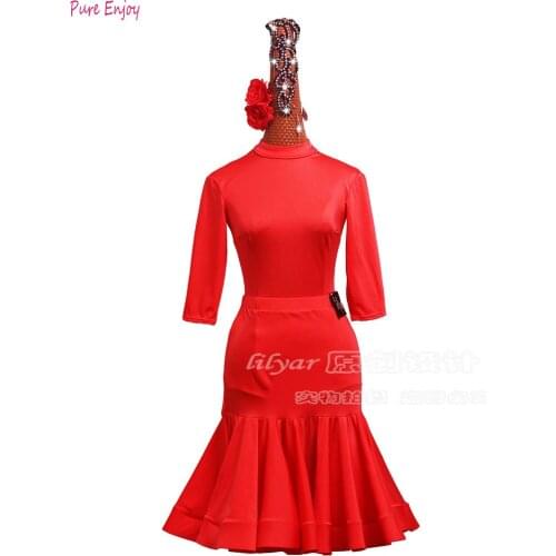 2020 New Latin Dance Dress Women Long Sleeve Tango Rumba Ballroom Fashion Modern Salsa Cha Cha Latin Dance Skirt