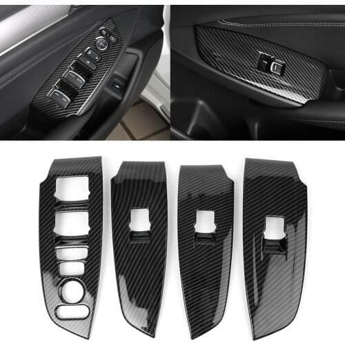 4PCS Carbon Fiber ABS Car Window Lift Switch Button Panel Decorative Sticker For Honda Accord 2018 2019 2020 (NOT for EX-L)