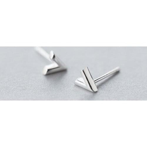 5mm tinny /Small Cute Womens 1pair 100% Real. 925 Sterling Silver Jewelry Geometric "V" Shape STUD earrings gtle1915