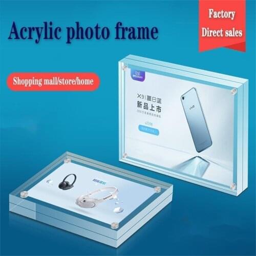 Acrylic strong magnetic photo frame set crystal double-sided transparent display stand personalized creative souvenir gift
