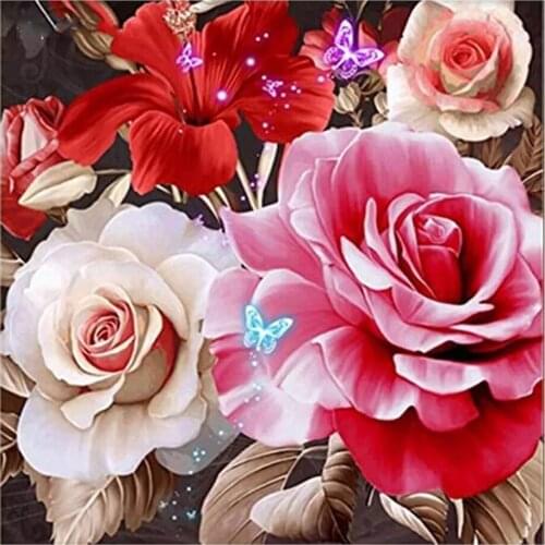 Diamond Painting Full Square/Round Rose Flower Diamond Embroidery Fantasy Butterfly Mosaic Cross Stitch Home Decoration