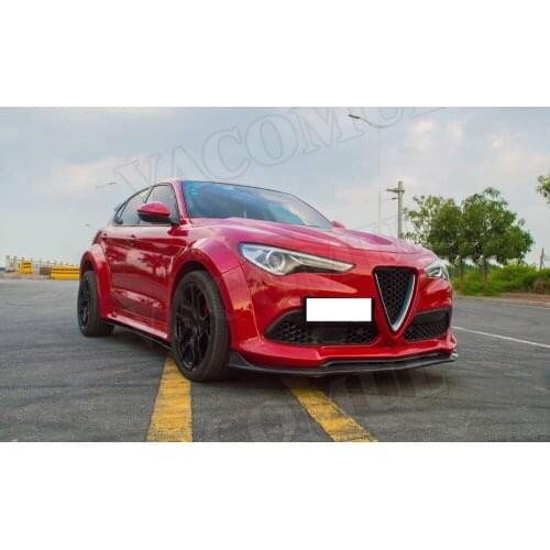 Carbon fiber Front Lip Spoiler Splitter For Alfa Romeo Stelvio 2017 2018 2019 Head Bumper Chin Shovel Car Styling