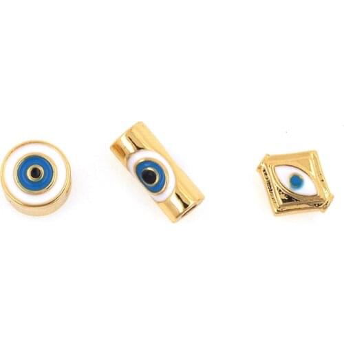 Shiny Golden Evil Eye Spacer Beads,Evil Eye Amulet Beads,Jewelry Making Spacer Beads