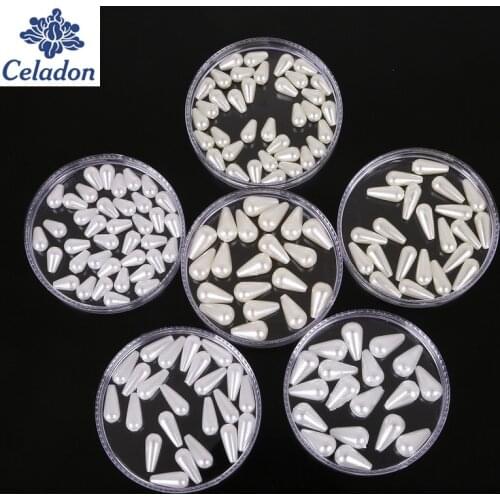 50-200pcs White&Ivory Many Size Oval Shape&Tear Drop Plastic ABS Pearl Loose Spacer DIY Beads For Jewelry Findings Making