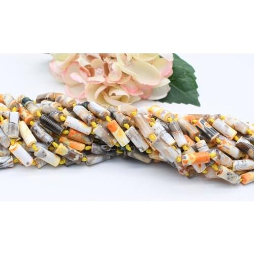 2 strands 8X21mm Natural Smooth Columnar shape Yellow Fire Agate stone Beads 15 "free delivery