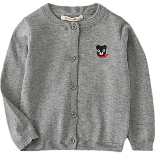 2021 Spring Autumn Children Coats Boys Girls Sweaters Cartoon Bear Baby Cardigan Knitwear Long Sleeve Kids Clothes