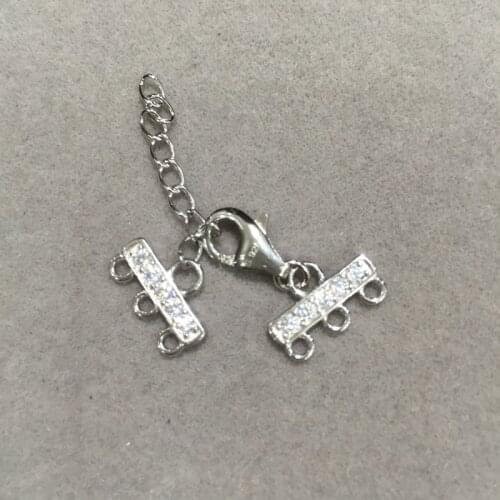 DIY Jewelry findings & components connectors of necklace clasps hooks 925 sterling silver with cubick zircon solid silver 3