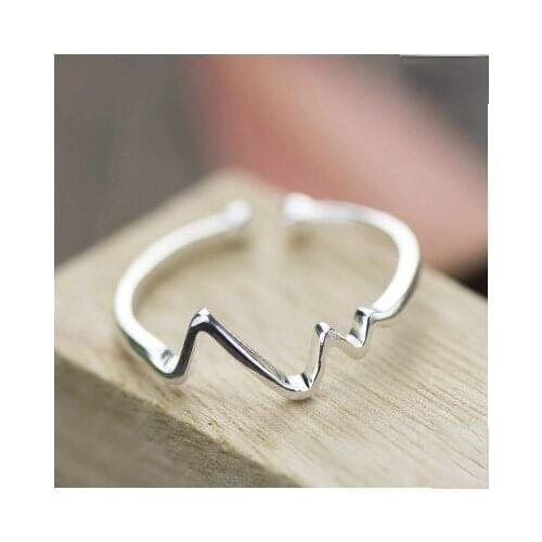 Heartbeat Finger Ring Minimalist Geometric Rings for Women Bagues Pour Femme Gifts Stainless Steel Jewelry Anillos Mujer