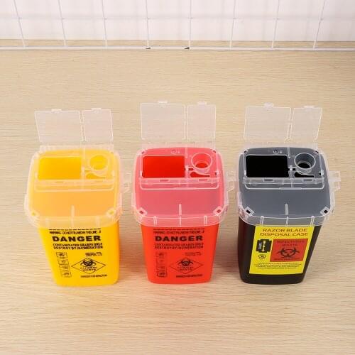 1L Sharps Container Needles Bin Biohazard Tattoo Piercing Needles Disposal Collect Box Tattoo Artist Waste Box Storage Tool Box