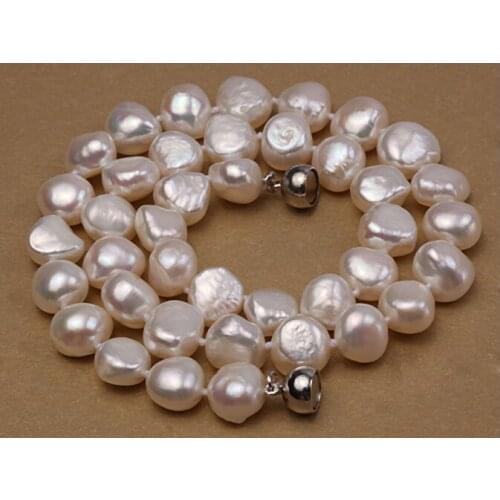 Fashion Women 8-9mm White Baroque Freshwater Pearl Necklace 18"