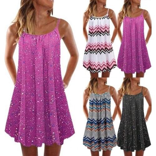 Fashion Dress Sleeveless Loose Female Women Low Neck Sling Dress for Beach vestidos dresses for women short dress casual 2021