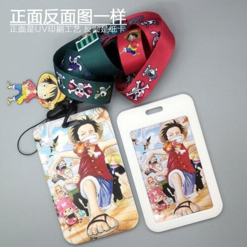 Cartoon ONE PIECE Work Card Cover with Long Neck Chain Key Mobile Phone Rope Wholesale Customization