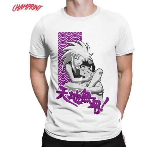 Mens T-Shirts Tenchi Muyo Ryoko And Tenchi Amazing 100% Cotton Tee Shirt Short Sleeve Anime T Shirt Round Neck Clothes 4XL 5XL