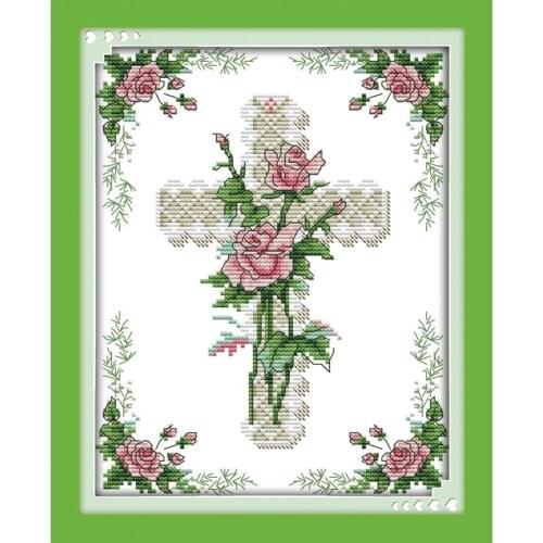 Joy Sunday The Heart of A Rose Counted Cross Stitch Kits 11&14CT DMC DIY Embroidery Kits Needlework for Home Decor Handmade Gift