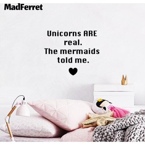 Unicorn Mermaid Monogram Theme Wall Sticker Vinyl Art Home Decor For Girls Room Decal Nursery Cartoon Design Removable Wallpaper