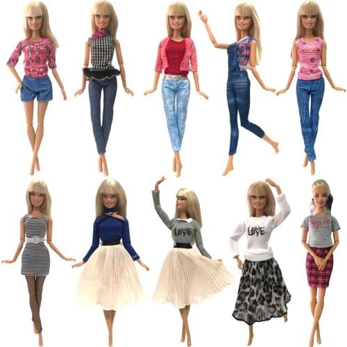 NK One Set Newest Mixing Doll Dress Beautiful Handmade Party ClothesTop Fashion Dress For Barbie Noble Doll Best Girls'Gift JJ