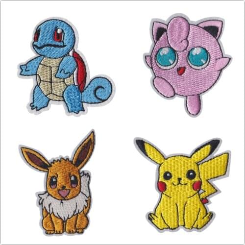 New Pokemon Cloth Patch Pikachu Clothes Stickers Sew on Embroidery Applique Iron on Clothing Cartoon DIY Garment Decoration
