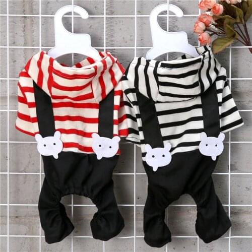 Pet Dog Clothes Four-legged Striped Pet Dog Hoodie French Bulldog Clothing For Dogs Costume Parent-Child Pet Clothes Accessories