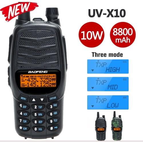 2021 New BaoFeng UV-X10 10W 8800mAh USB Charger Walkie Talkie Ham CB Portable Radio Transceiver 30km Long Range For Hunt Forest