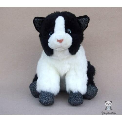 Real life plush black and white cats doll toy soft stuffed animal toys cow cat dolls pillow