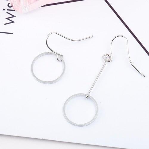 Simple Thin Hollow Triangle & Hoop Circle Asymmetrical Golden Silver Plated Geometric Drop Earrings for Women Dangle Earrings