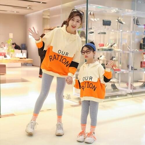 Sport Sets clothing for Mother Kids Long Sleeve pullover + Leggings Suits Sweatpants Family Look Cotton Outfits Parent Clothes