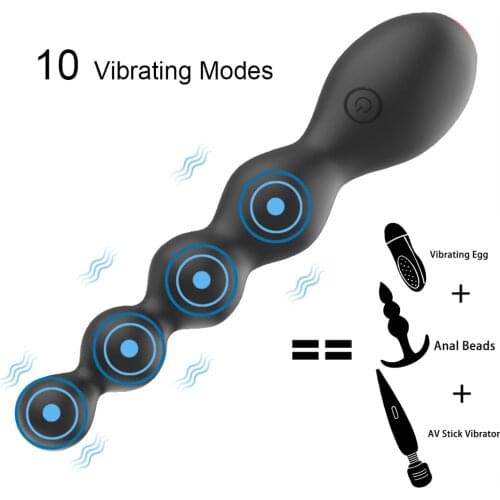 Vibrating Butt Plug Anal Beads Vibrator Female Masturbation Clitoris Stimulator Prostate Massager 10 Speed Sex Toy for Women