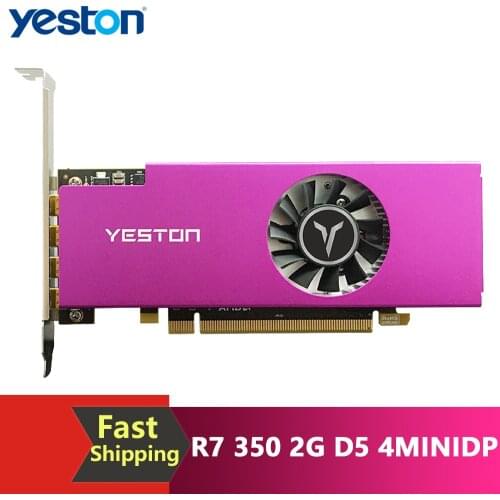 Yeston R7 350 2G D5 4MINIDP 4-screen Graphics Card Support Split Screen 750/4000MHz 2G/128bit/GDDR5 with 4 Mini DP Ports