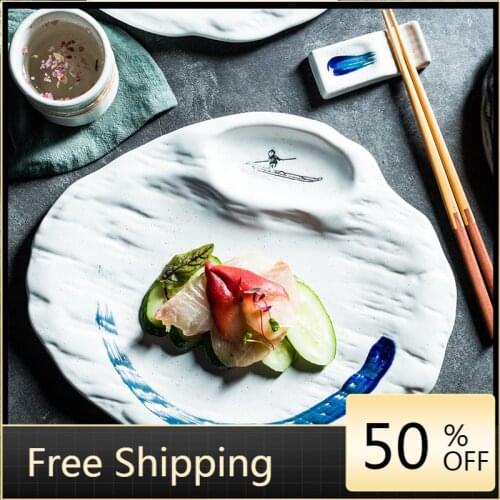 Microwave Vintage Dinner Plates Black Dinnerware Compartment Japanese Food Large Cooking Plate Dishes Platos De Cena Home HX50DP