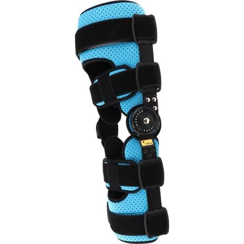 Breathable Full Leg Stabilizer Hinged Knee Support Orthosis Brace Guard Wrap Strap Fracture Fixed Splint Blue