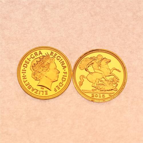 2015 Gold FULL Sovereign Queen Elizabeth II OLD HEAD Gold-plated Coins