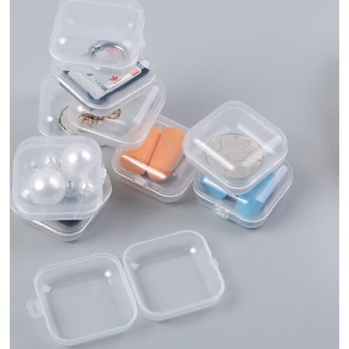10Pcs Portable Carry Transparent Flip Jewelry Box Square Plastic Storage Boxes Pill Box Parts Tool Box Earplug Protection Box