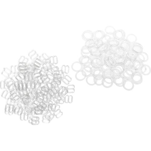 200 Pieces Plastic Bra Lingerie Strap Clips Hook Slider Buckle 8mm Clear