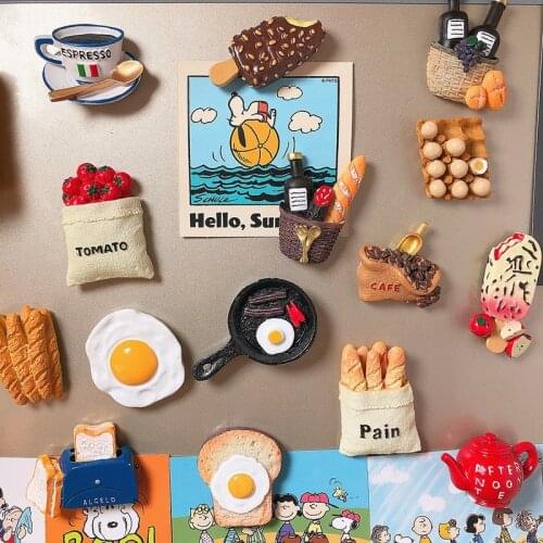 3D Fridge Magnet Sticker Simulation Fruit Fridge Magnet Resin Dessert Pattern Magnetic Sticker for Living Room Kitchen Decor