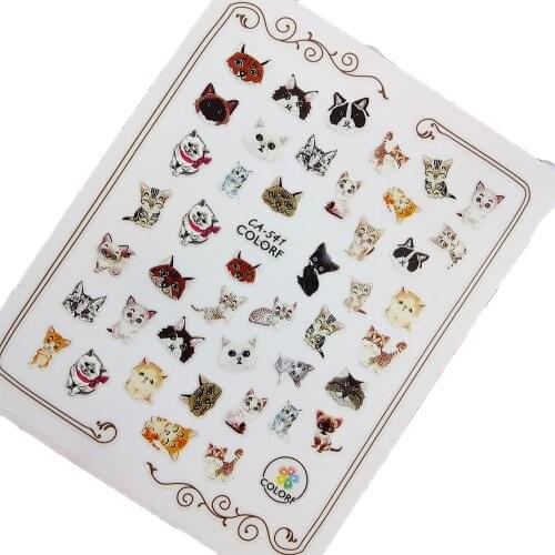 Lovely Cat Meow 3D Nail stickers Art Sliders Peel Off Nail Decoraciones Sticker Foil Self adhesive Design Manicure Accessories