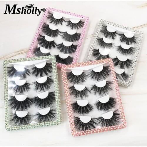 4 Pairs 3D 25mm Mink Eyelashes Set Diamond Packaging Box Dramatic Natural Fluffy Fake Lashes Wholesale Makeup Beauty Bulk Lash
