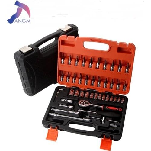 46pcs Car Repair Tool Ratchet Torque Wrench Spanner Screwdriver Socket Set Combo Tools Kit Bicycle Auto Mechanic Tool DIY Tools