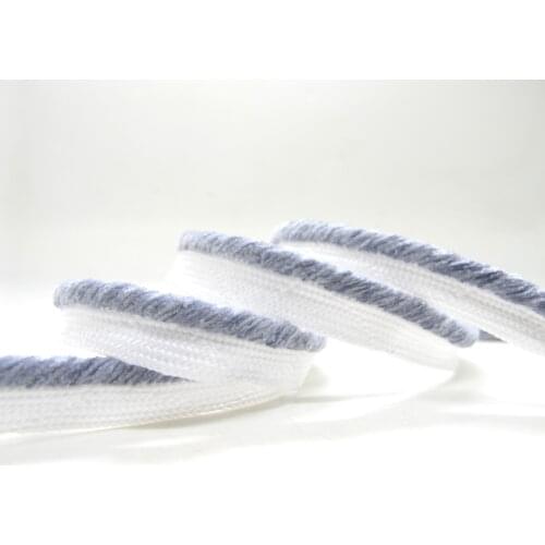 5 Yards 3/8 Inch Gray and White Chenille Furry Piping Lip Cord Trim|Pillow Cushion Trim|Upholstery Edging Trim Sewing Supplies