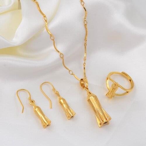 Anniyo PNG Ethnic Madang Lighthouse Jewelry Sets Pendant Necklaces Earrings Ring Papua New Guinea Traditional New Model #171906